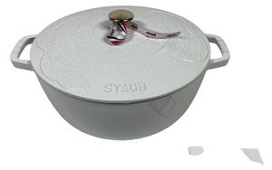 STAUB Cocotte Öntöttvas főzőedény, zománcozott, 26 cm/4,9 liter, Cocotte Ronde kerek, Fényes fehér (Blanc) színben(78)