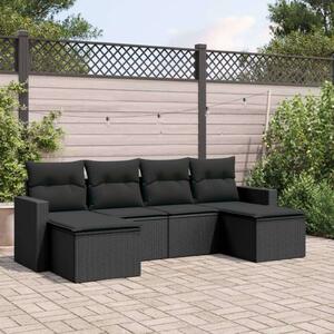 VidaXL Polyrattan Kerti Ülőgarnitúra - 6 részes - Fekete