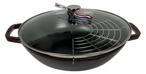 Staub Öntöttvas Wok, Perfect Pan 30 cm – Gránát Vörös, Hóálló üvegfedővel, 4,4 L (67)