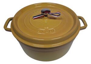STAUB Öntöttvas főzőedény, zománcozott, 26 cm/5,25 liter, Cocotte Ronde kerek, citrom (112)