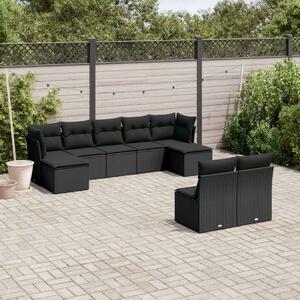 VidaXL Polyrattan Kerti Ülőgarnitúra - 9 részes - Fekete
