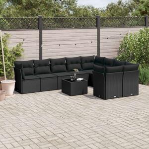 VidaXL Polyrattan Kerti Ülőgarnitúra - 10 részes - Fekete