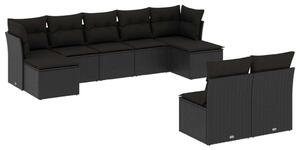 VidaXL Polyrattan Kerti Ülőgarnitúra - 9 részes - Fekete