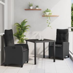 Kert étkező szett párnával 3 pcs Fekete polirattan