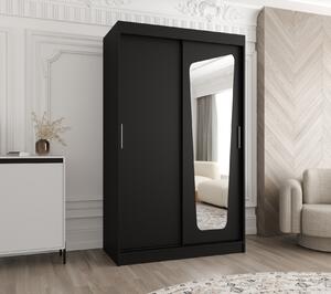 120 cm-es ZAMIRA ruhásszekrény tükörrel - fekete