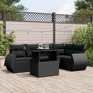 VidaXL Polyrattan Kerti Ülőgarnitúra - 6 részes - Fekete