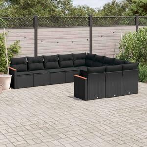 VidaXL Polyrattan Kerti Ülőgarnitúra - 11 részes - Fekete