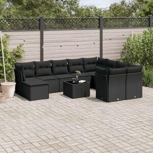 VidaXL Polyrattan Kerti Ülőgarnitúra - 10 részes - Fekete