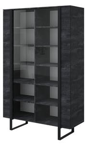 Verica vitrin 120 cm - szénfekete / fekete lábak