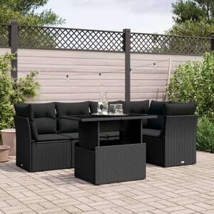 VidaXL Polyrattan Kerti Ülőgarnitúra - 6 részes - Fekete