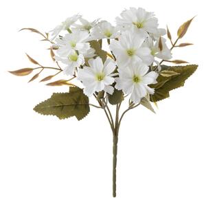 15 virágfejes, 5 ágú krizantém selyemvirág csokor, 25cm magas - Fehér