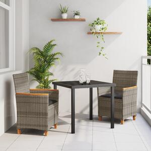 Kert étkező szett 3 pcs Szürke polirattan