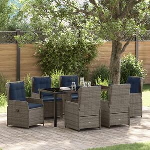 Kert étkező szett párnával 7 pcs Szürke Poli rattan