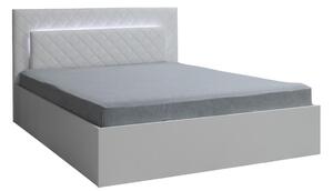 Franciaágy 160x200 PAMPLONA - alpesi fehér / fényes fehér + INGYENES LED világítás