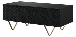 Scalia 120 2K dohányzóasztal fiókkal - fekete matt / arany lábak