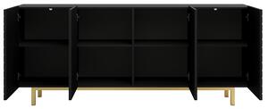 SCALIA II 190 4D négyajtós szekrény - Fekete matt / arany keret