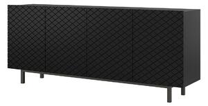 SCALIA II 190 4D négyajtós szekrény - Fekete matt / Fekete keret