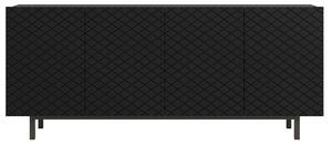 Scalia II 190 4D négyajtós szekrény - Fekete matt / Fekete keret