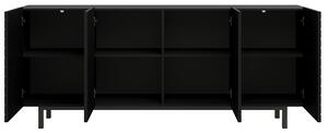 SCALIA II 190 4D négyajtós szekrény - Fekete matt / Fekete keret