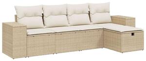 Polyrattan Kerti Ülőgarnitúra - 5 részes - Bézs