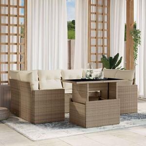 VidaXL Polyrattan Kerti Ülőgarnitúra - 7 részes - Bézs