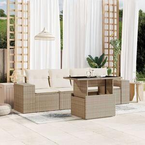 VidaXL Polyrattan Kerti Ülőgarnitúra - 5 részes - Bézs