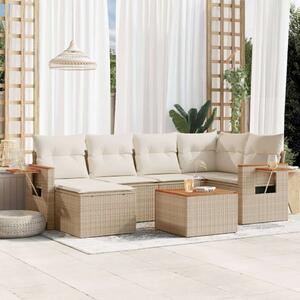 VidaXL Polyrattan Kerti Ülőgarnitúra - 7 részes - Bézs