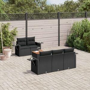 VidaXL Polyrattan Kerti Ülőgarnitúra - 6 részes - Fekete