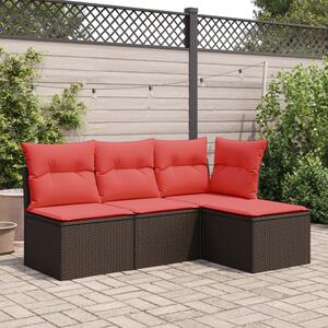 Barna polyrattan kerti ülőke párnával 55 x 55 x 37 cm