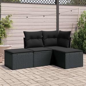 VidaXL Polyrattan Kerti Ülőgarnitúra - 4 részes - Fekete