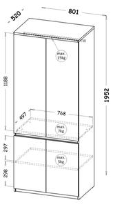 Gardrób 80 cm CARYM - fehér