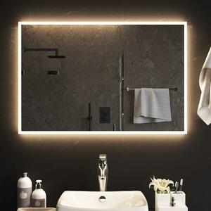 VidaXL LED Fürdőszoba Tükör tükörrel Átlátszó 90 x 60 cm edzett üveg