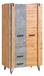 Gardróbszekrény 91 cm CONOVER - wotan tölgy / beton / fekete