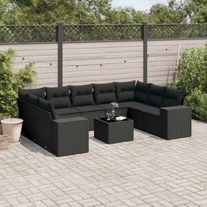 VidaXL Polyrattan Kerti Ülőgarnitúra - 10 részes - Fekete