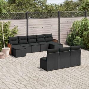 VidaXL Polyrattan Kerti Ülőgarnitúra - 10 részes - Fekete