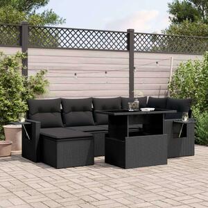 VidaXL Polyrattan Kerti Ülőgarnitúra - 7 részes - Fekete