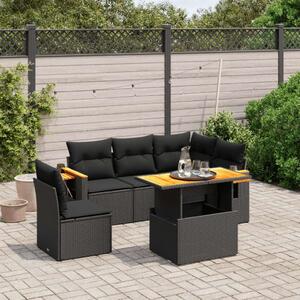 VidaXL Polyrattan Kerti Ülőgarnitúra - 6 részes - Fekete