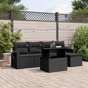 Polyrattan Kerti Ülőgarnitúra - 6 részes - Fekete
