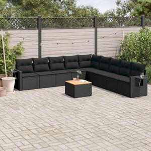 VidaXL Polyrattan Kerti Ülőgarnitúra - Fekete - 10 részes