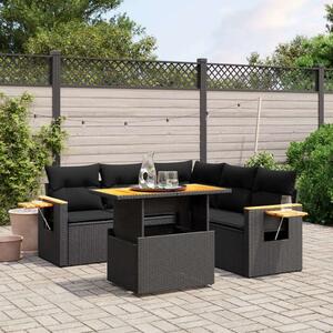 VidaXL Polyrattan Kerti Ülőgarnitúra - 6 részes - Fekete