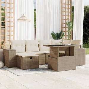 VidaXL Polyrattan Kerti Ülőgarnitúra - 7 részes - Bézs