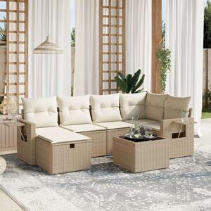 VidaXL Polyrattan Kerti Ülőgarnitúra - 7 részes - Bézs