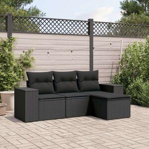 VidaXL Polyrattan Kerti Ülőgarnitúra - 4 részes - Fekete