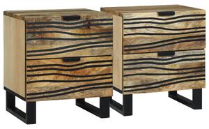 Éjjeliszekrény 2 pcs Természetes 40 x 33 x 46 cm Szerelt Fa