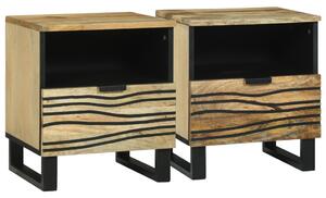 Éjjeliszekrény 2 pcs Természetes 40 x 33 x 46 cm Szerelt Fa