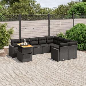 VidaXL Polyrattan Kerti Ülőgarnitúra - 10 részes - Fekete
