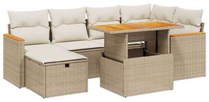 VidaXL Polyrattan Kerti Ülőgarnitúra - 7 részes - Bézs