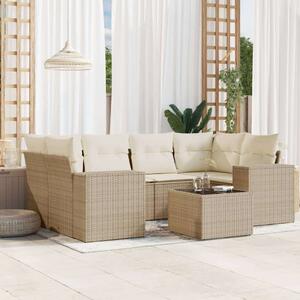 VidaXL Polyrattan Kerti Ülőgarnitúra - 7 részes - Bézs