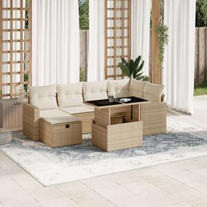 VidaXL Polyrattan Kerti Ülőgarnitúra - 7 részes - Bézs