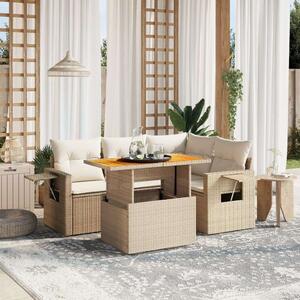 VidaXL Polyrattan Kerti Ülőgarnitúra - 5 részes - Bézs